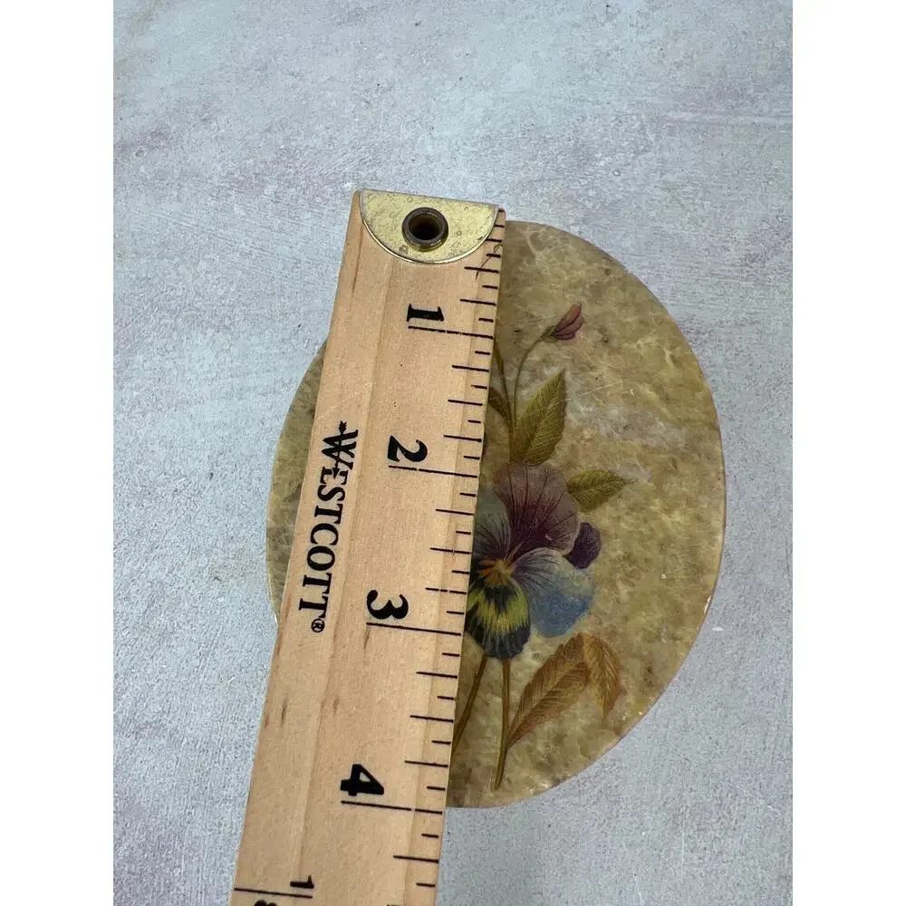 Vintage‎ Marble Floral Trinket Jewelry Coin Box with Lid